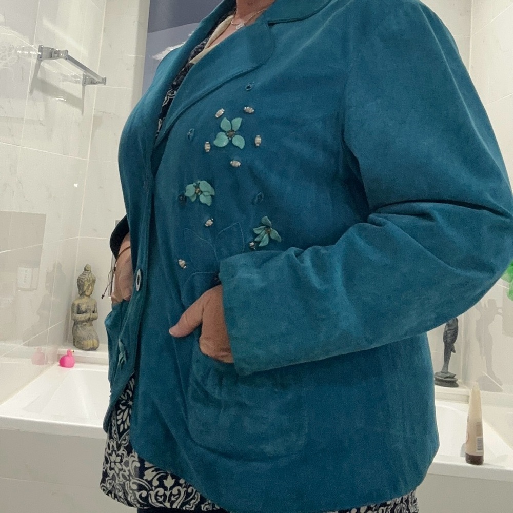 Real Suede Western Style Blazer With Acrylic (?) Decorative Beading